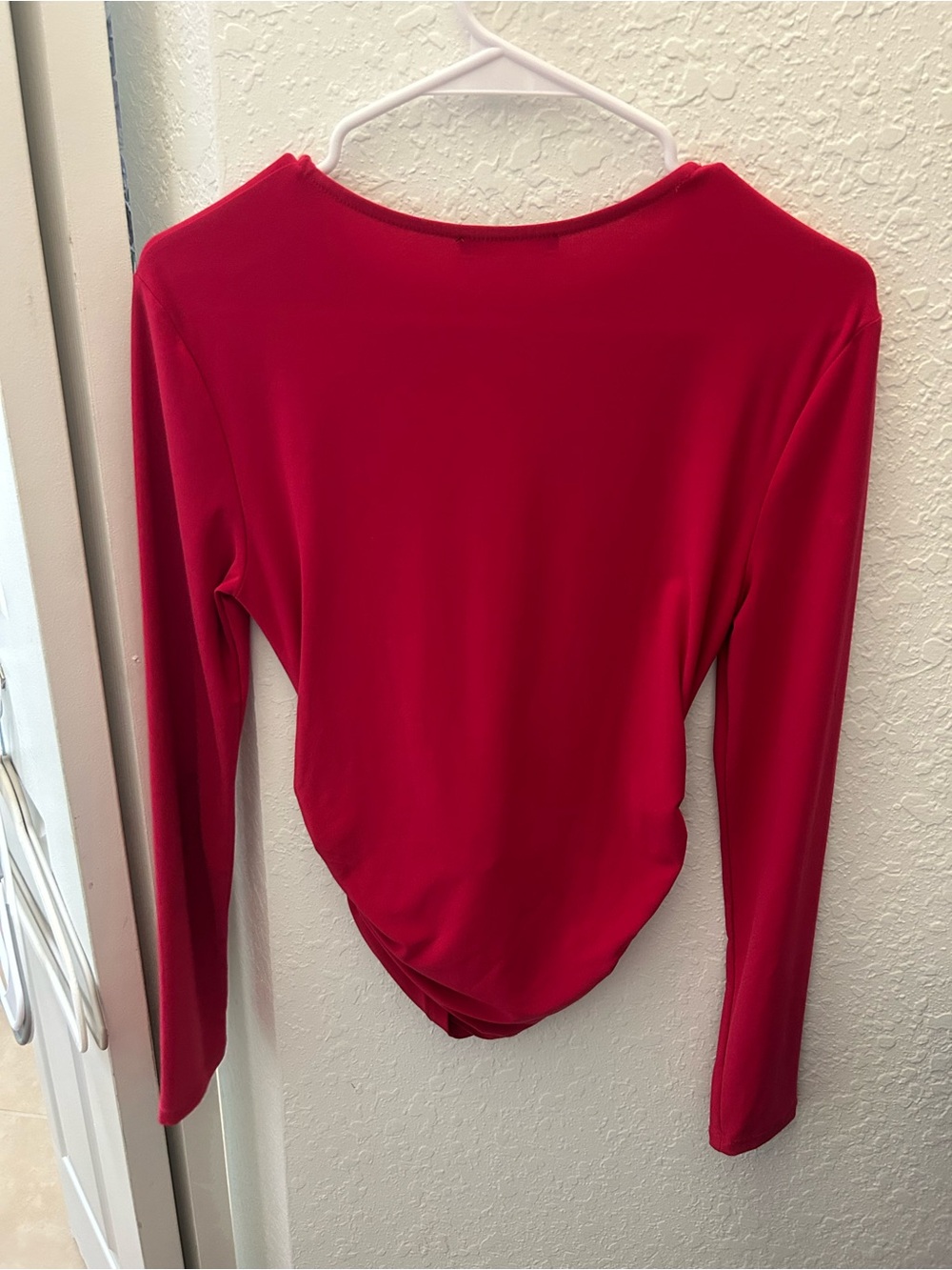 Zara Vibrant Red Long-Sleeve Draped Hem Top - Picture 2 of 3